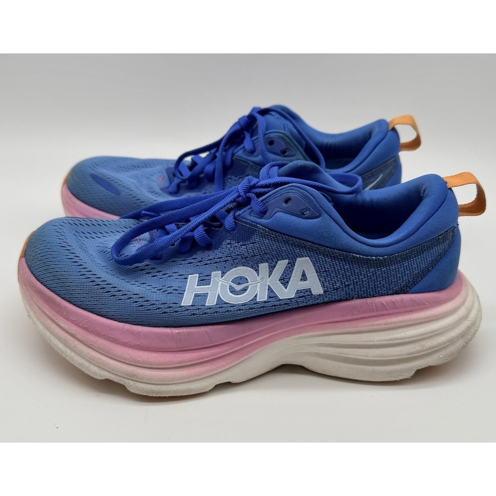Hoka One One Shoes Women's Sz 5.5 Blue Pink White Bondi 8 Coastal Sky